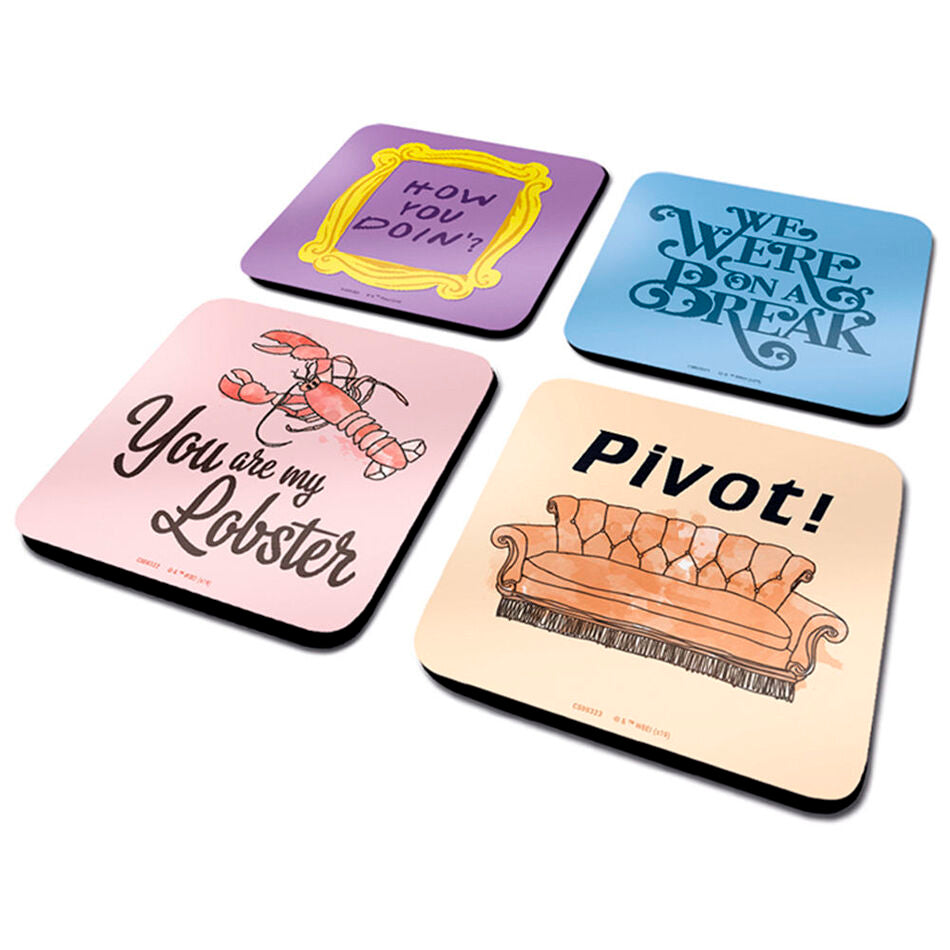 Friends Phrases Coaster Set – Kaffe- och Teunderlägg med Roliga Citat
