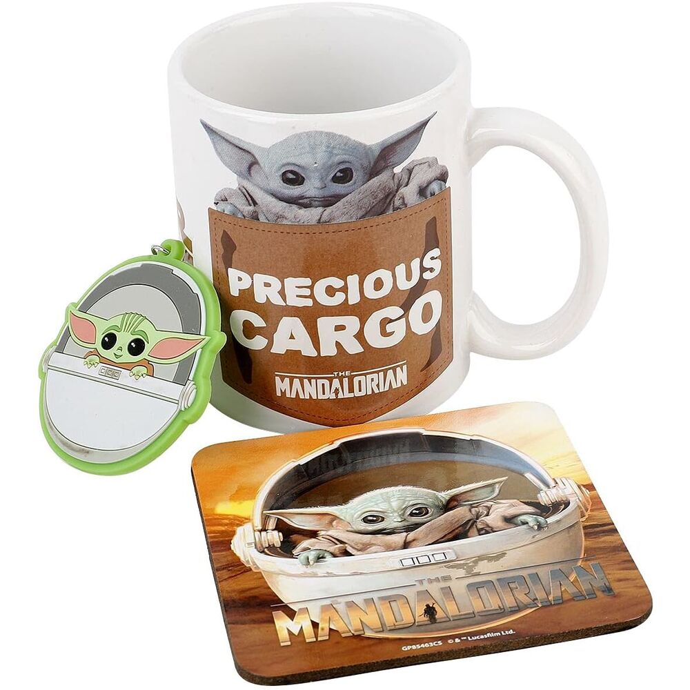Star Wars Mandalorian Yoda the Child Mug + Coaster och Nyckelring Set