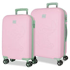 Disney Stitch Mauve ABS pack 2 Ryggsäck med Hjul Suitcases