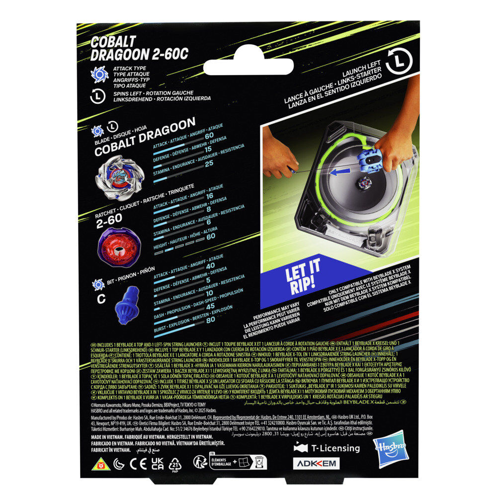 Beyblade X Cobalt Dragoon 2-60C Premium Set med Launcher och Top
