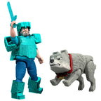 Minecraft The Movie Steve & Wolf Set - 2 Figurer
