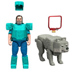 Minecraft The Movie Steve & Wolf Set - 2 Figurer