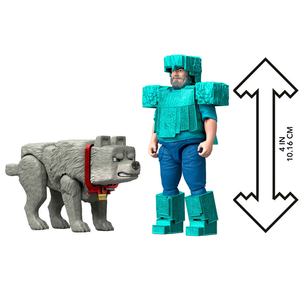 Minecraft The Movie Steve & Wolf Set - 2 Figurer