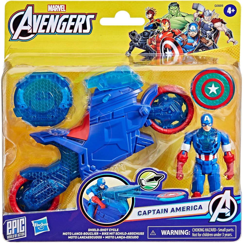 Marvel Avengers Motorbike Shield Thrower med Captain America Figur