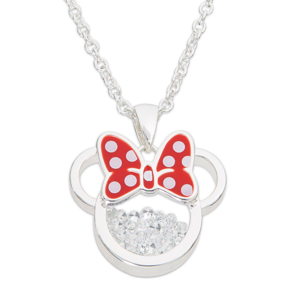 Disney Minnie April Halsband i Silver med Flytande Stenar