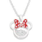 Disney Minnie April Halsband i Silver med Flytande Stenar
