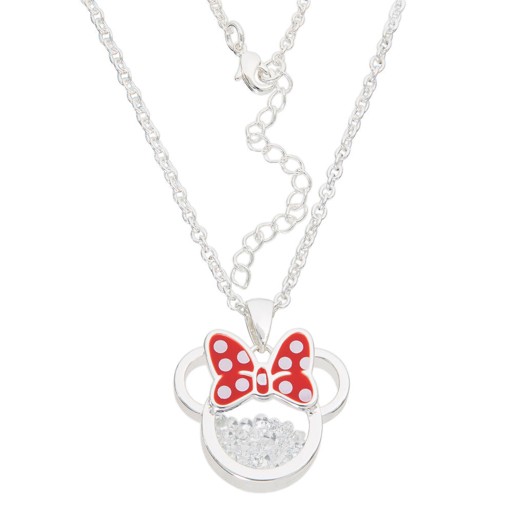 Disney Minnie April Halsband i Silver med Flytande Stenar