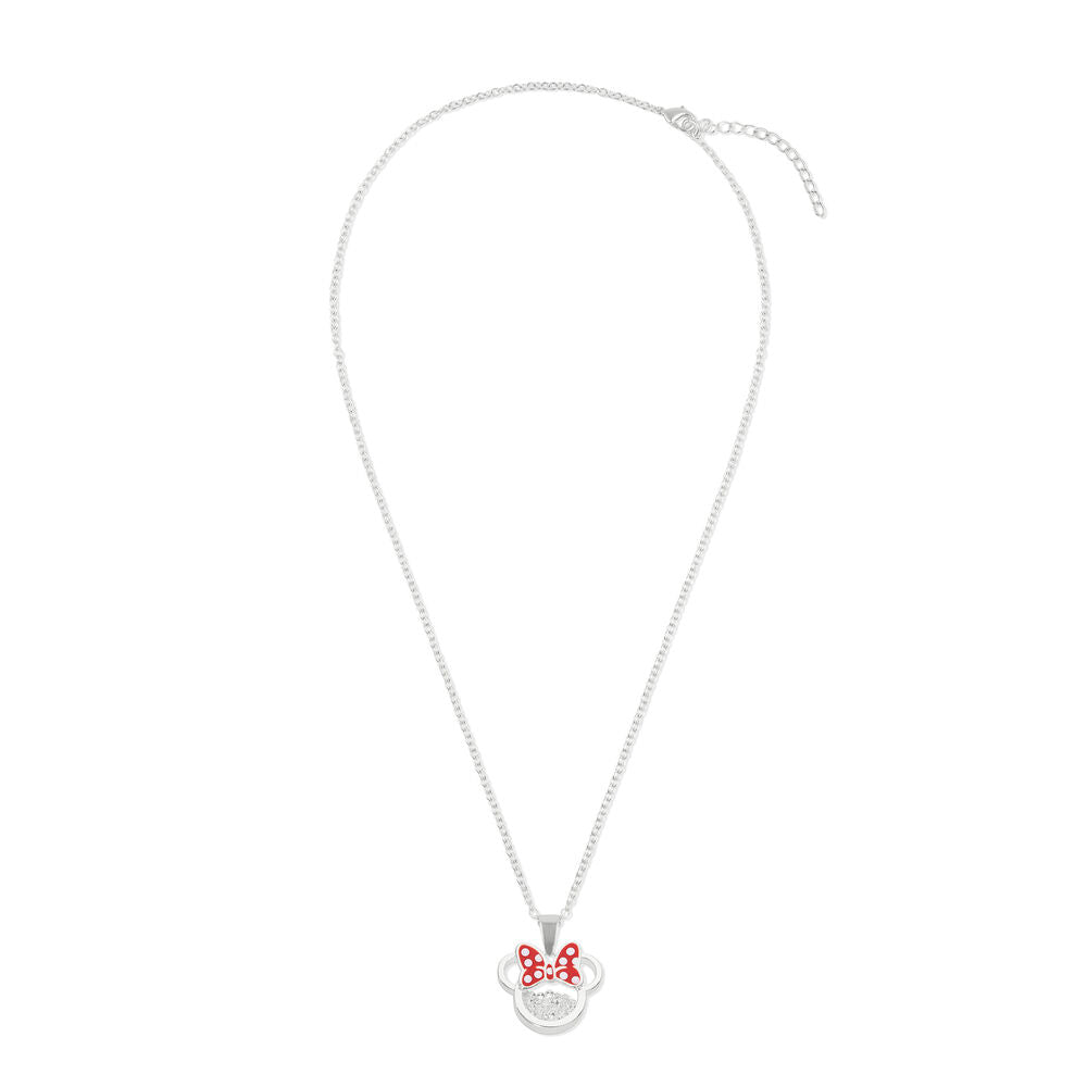 Disney Minnie April Halsband i Silver med Flytande Stenar