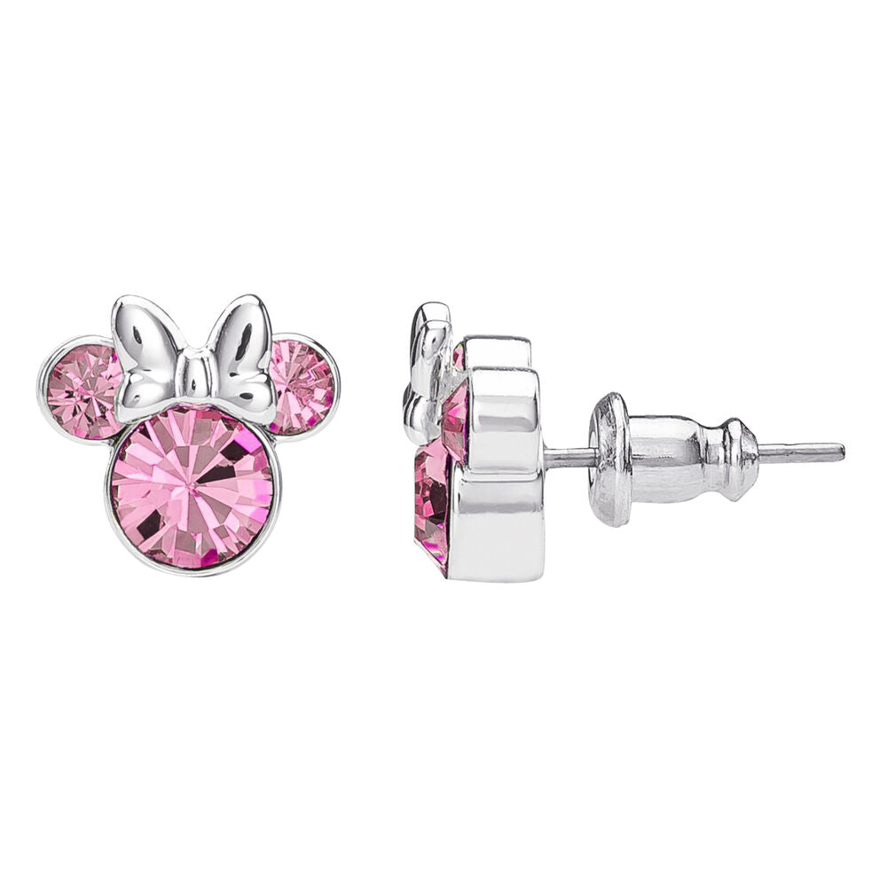 Disney Minnie Örhängen i Silver med Rosa Kristaller