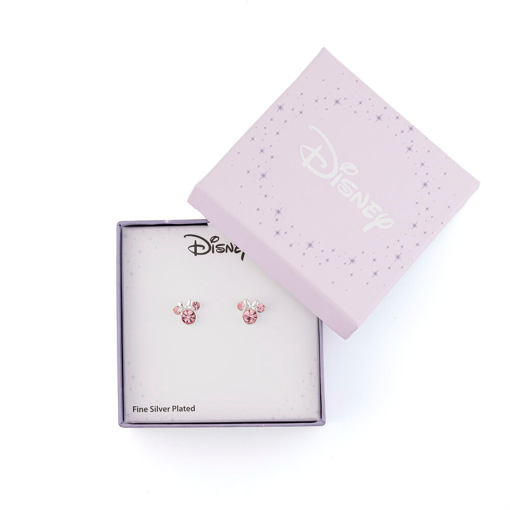 Disney Minnie Örhängen i Silver med Rosa Kristaller