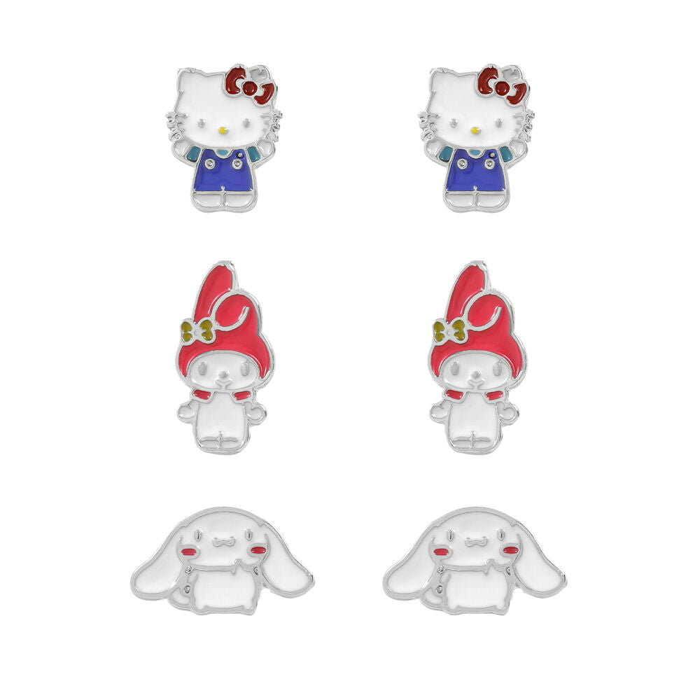 Hello Kitty & Friends Örhängen - Set med 3 Par Silver