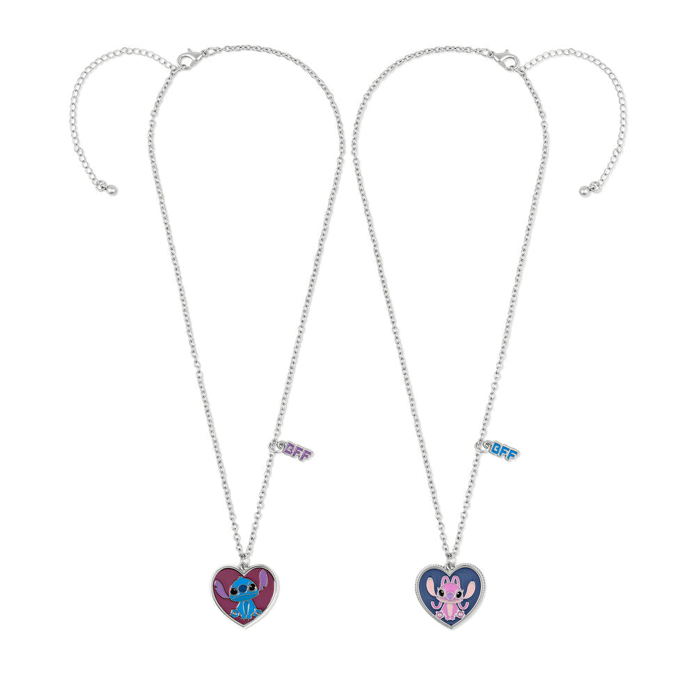 Disney Angel & Stitch Set - 2 Hjärta Formade Halsband