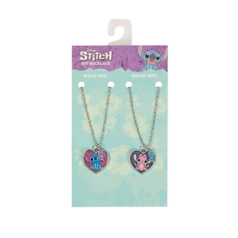 Disney Angel & Stitch Set - 2 Hjärta Formade Halsband