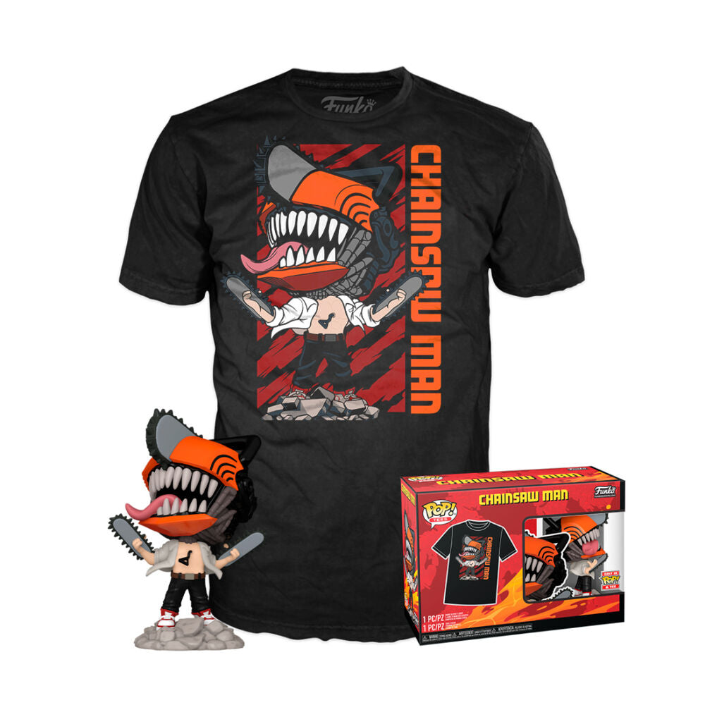 Set figure POP &#38; Tee Chainsaw Man Leaping Storlek XL