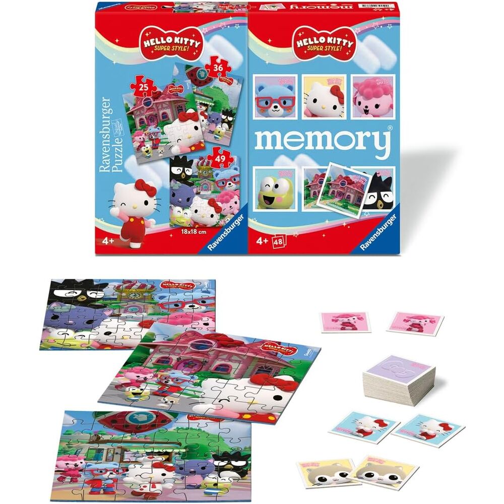 Hello Kitty 3 Pussel + Minne Multipack