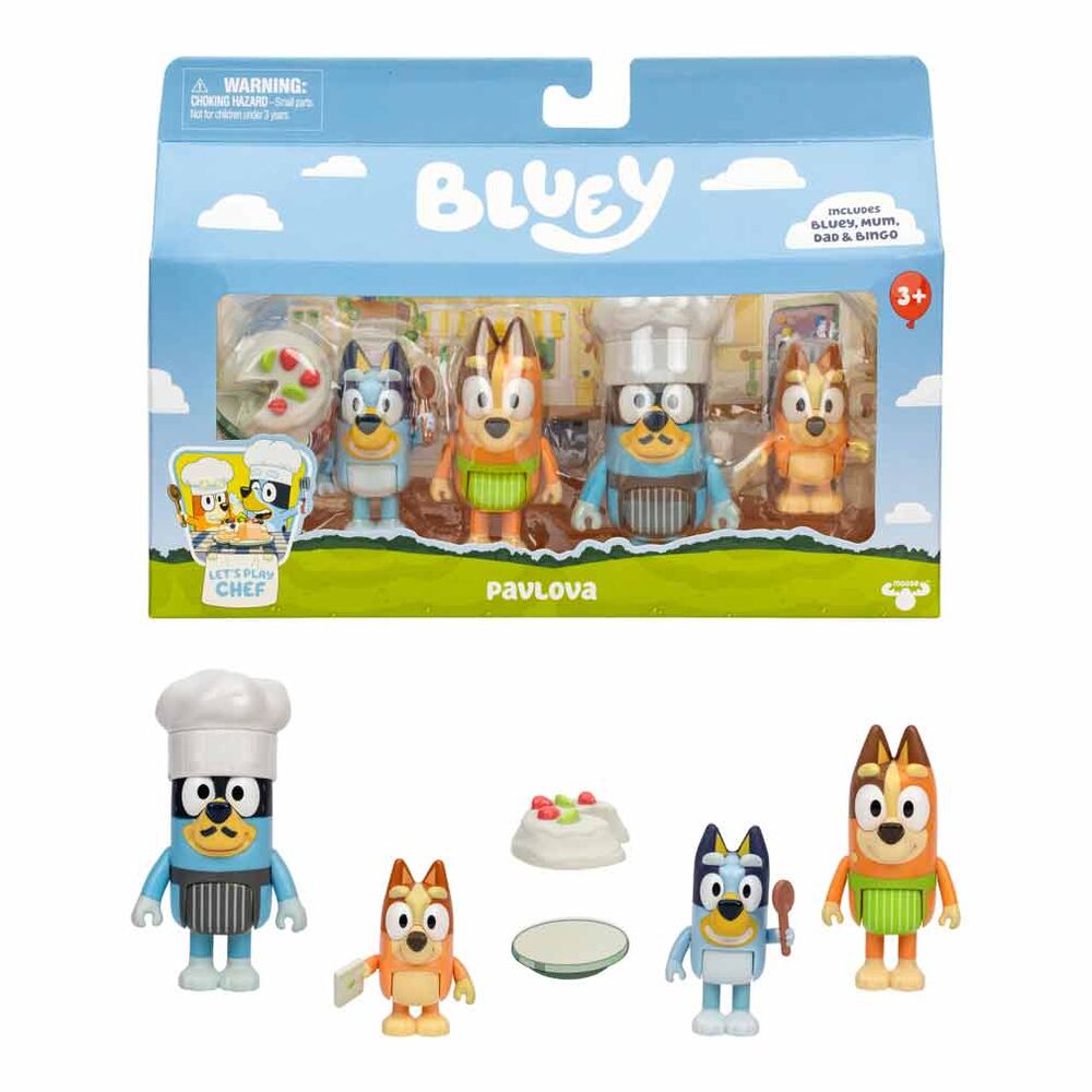 Bluey Lets Play Chef pack med 4 figurer