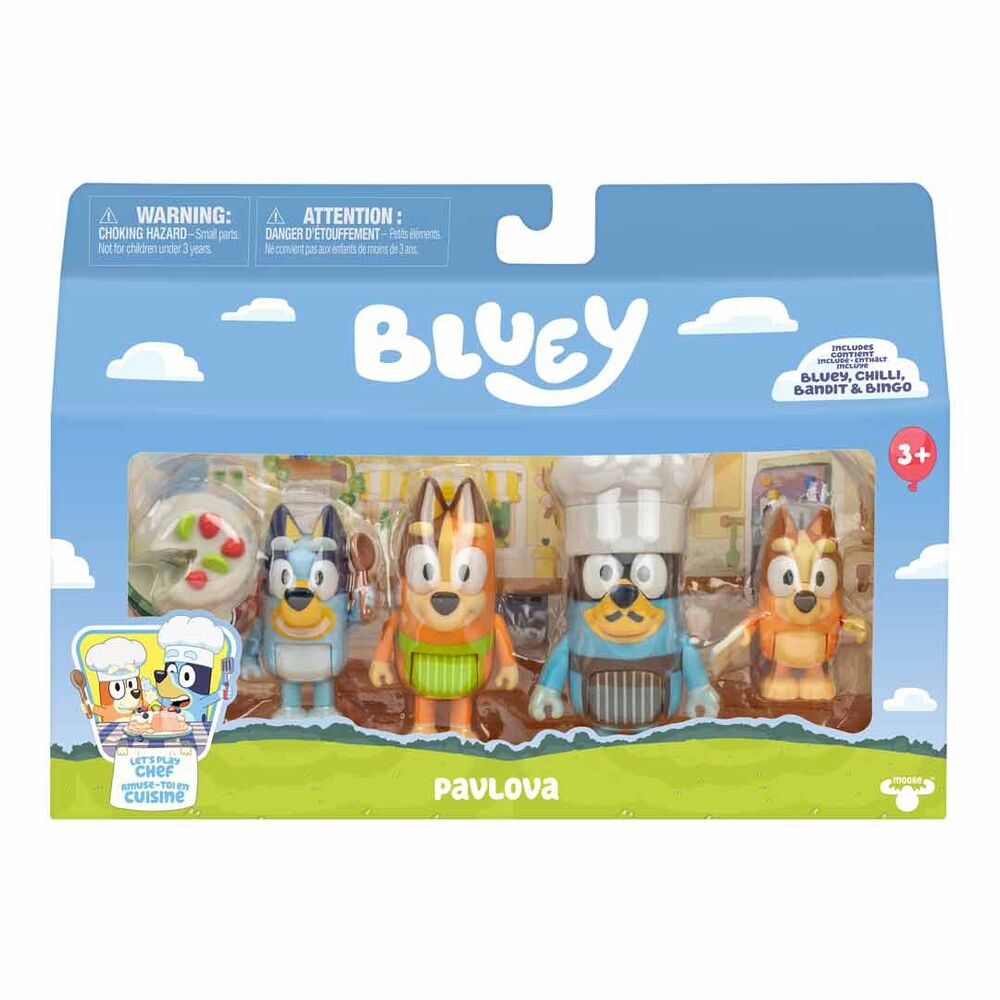 Bluey Lets Play Chef pack med 4 figurer