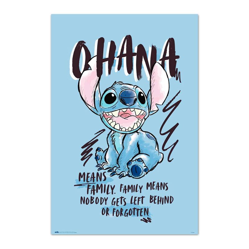 Disney Stitch Ohana Poster - Högglansig Kvalitet