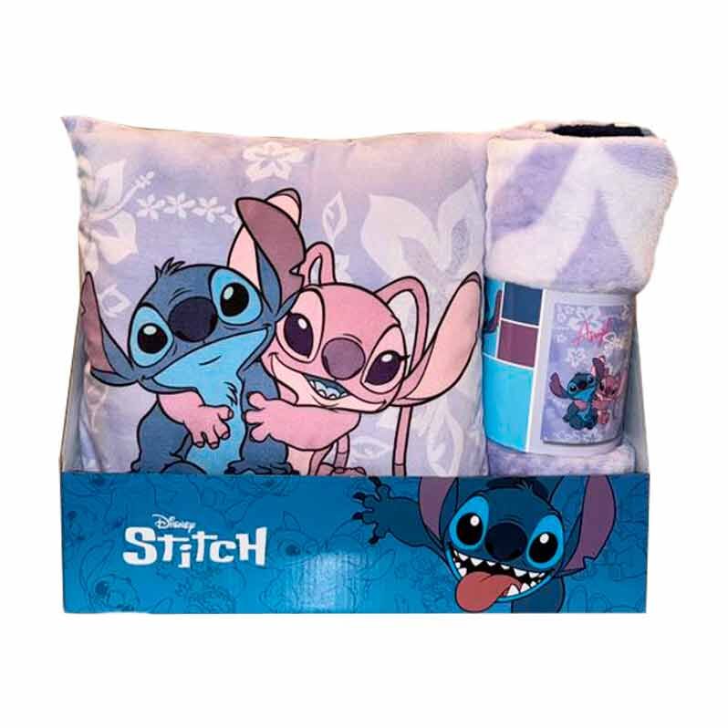 Disney Stitch & Angel Polar Filt och Kudd-set