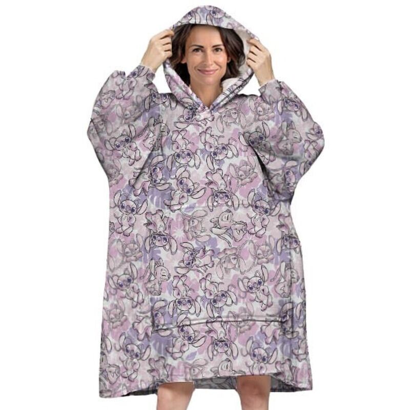 Disney Stitch Angel Oversize Sweatshirt Coat för Vuxna – Korall