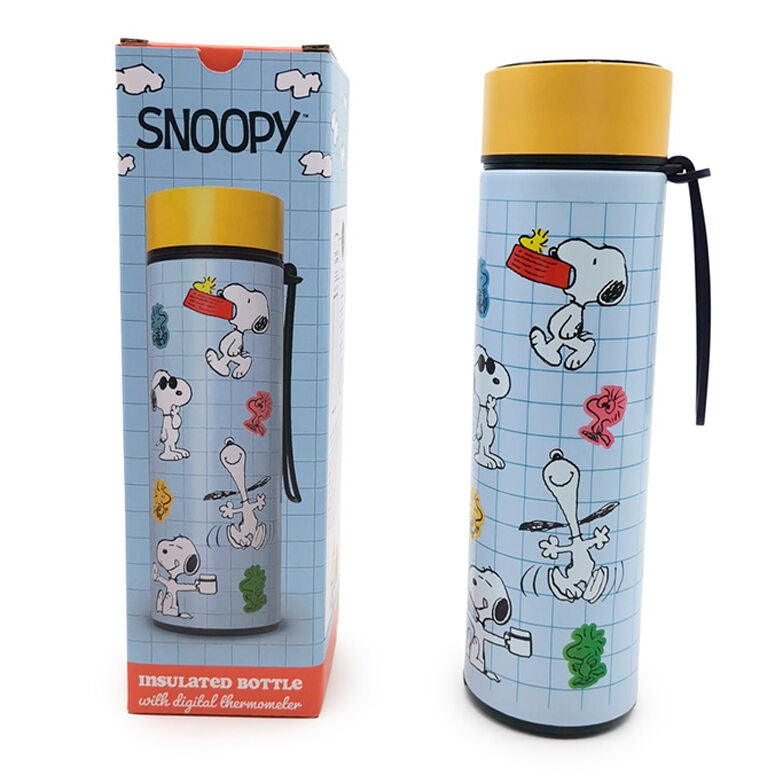 Peanuts Snoopy & Woodstock Termos i Rostfritt Stål med Termometer 450ml