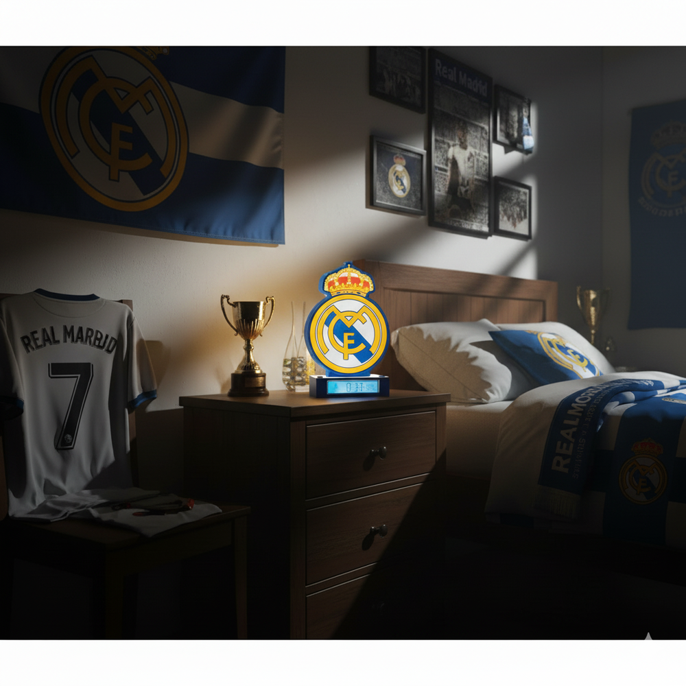 Real Madrid 3D Väckarklocka Lampa