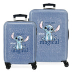 Disney Stitch Du Är Magisk Set 2 ABS Ryggsäck med Hjul Resväskor 55-65cm