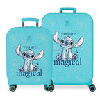 Disney Stitch Du Är Magisk Set 2 ABS Ryggsäck med Hjul Resväskor 55-70cm