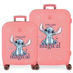 Disney Stitch You Are Magical Set 2 ABS Ryggsäck med Hjul suitcases 55-70cm
