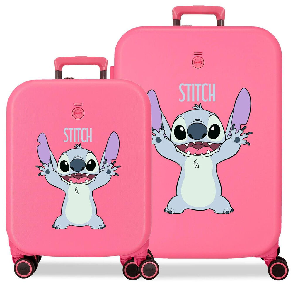 Disney Stitch Lekfullt Set 2 ABS Ryggsäck med Hjul Resväskor 55-70cm