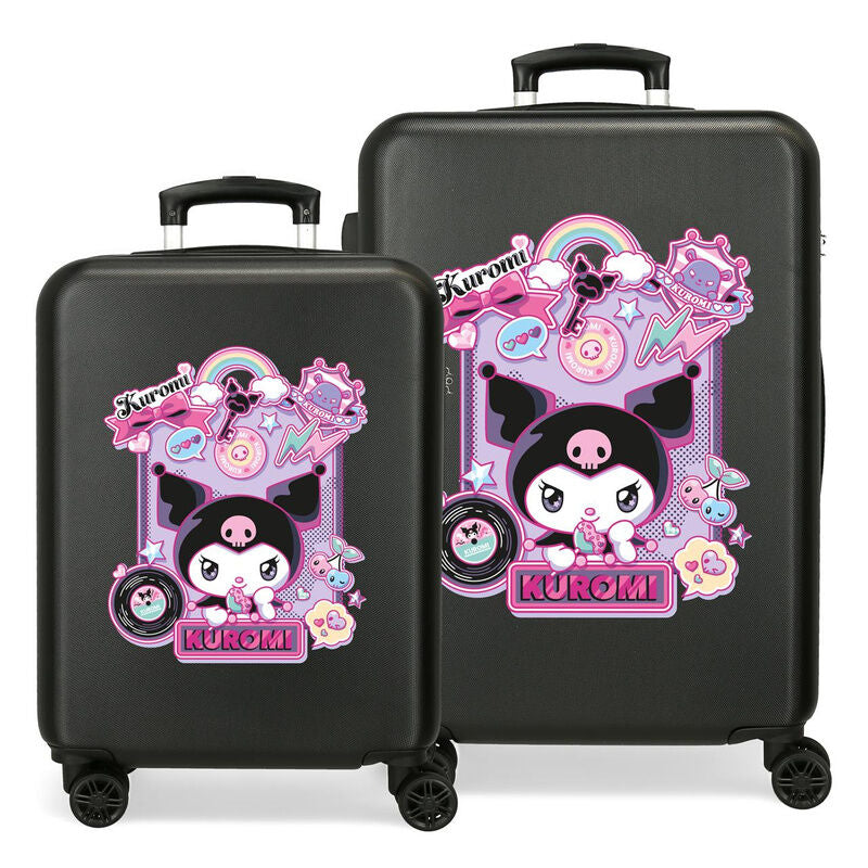 Hello Kitty Kuromi Wonder Set 2 ABS Ryggsäck med Hjul suitcases 55-65cm
