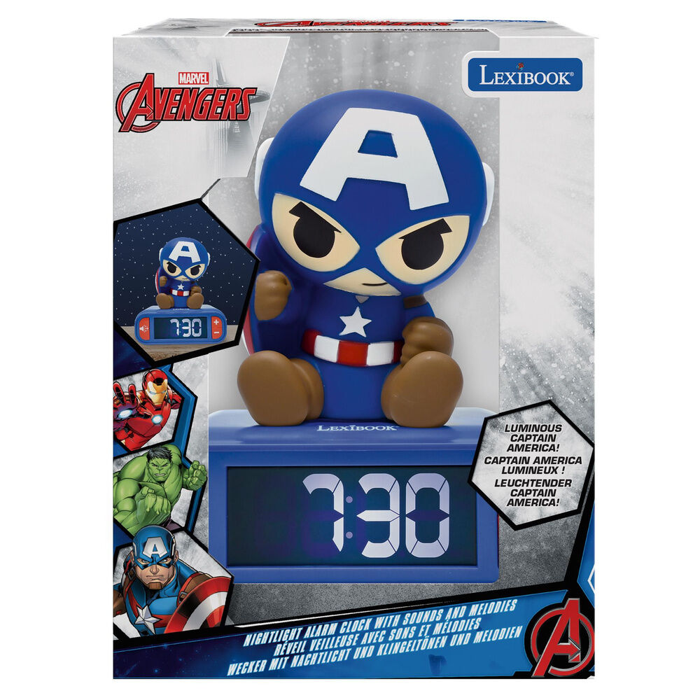 Marvel Avengers Captain America 3D Nattlampa Väckarklocka