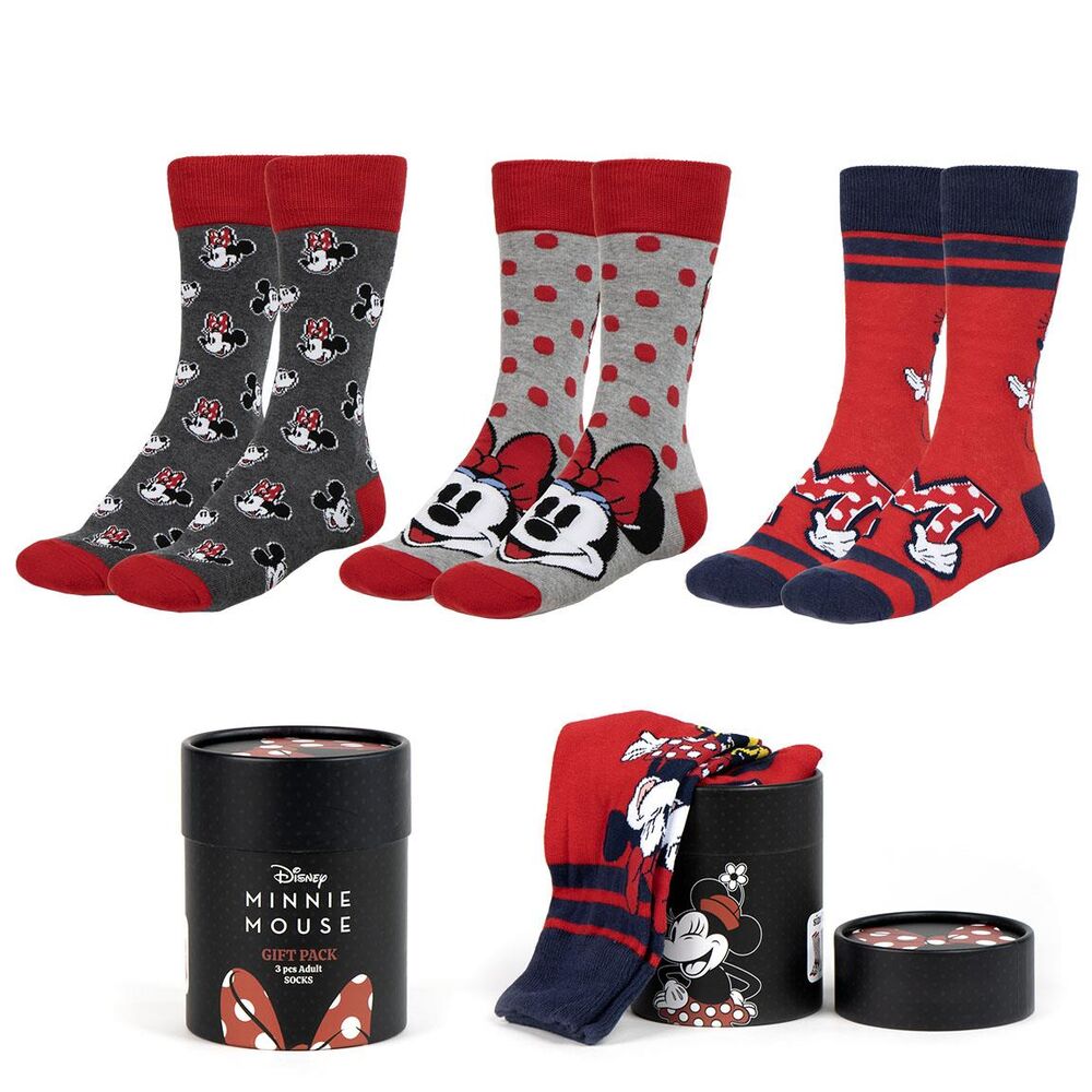 Disney Minnie Pack med 3 vuxensockor