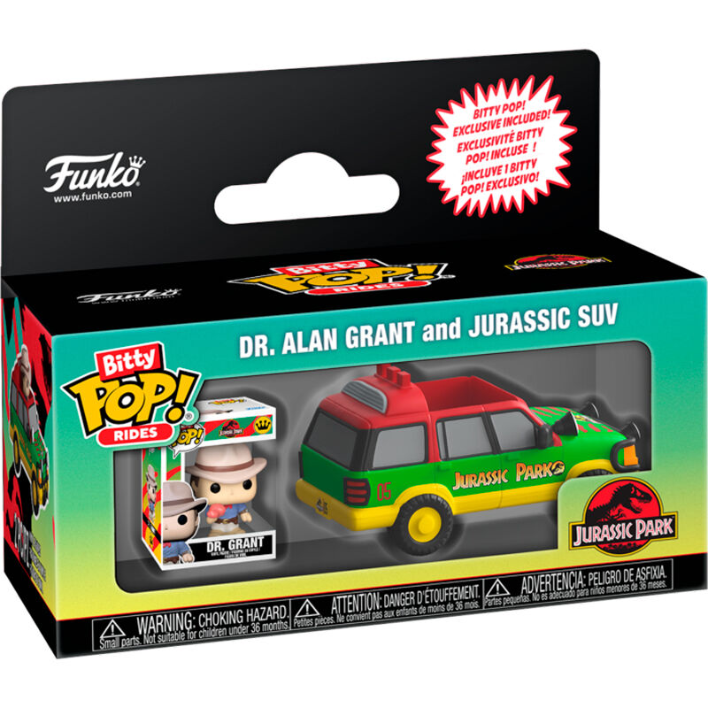 Bitty POP Ride Figur Jurassic Park Dr. Alan Grant och Jurassic SUV