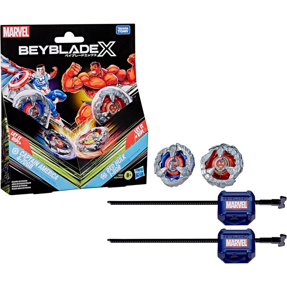 Beyblade X Captain America 4-70GB & Red Hulk 1-80R kit spel