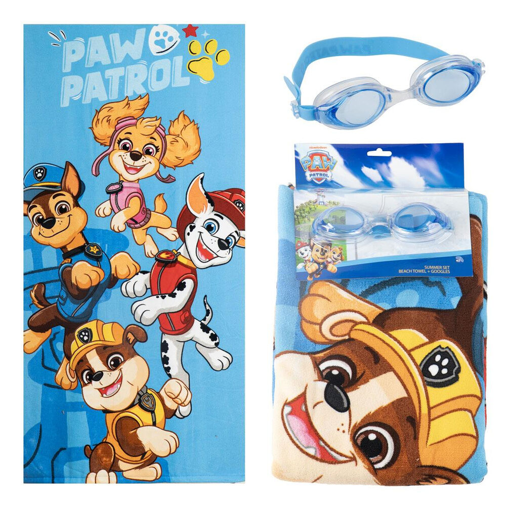 Paw Patrol Handduk och Simglasögon Set