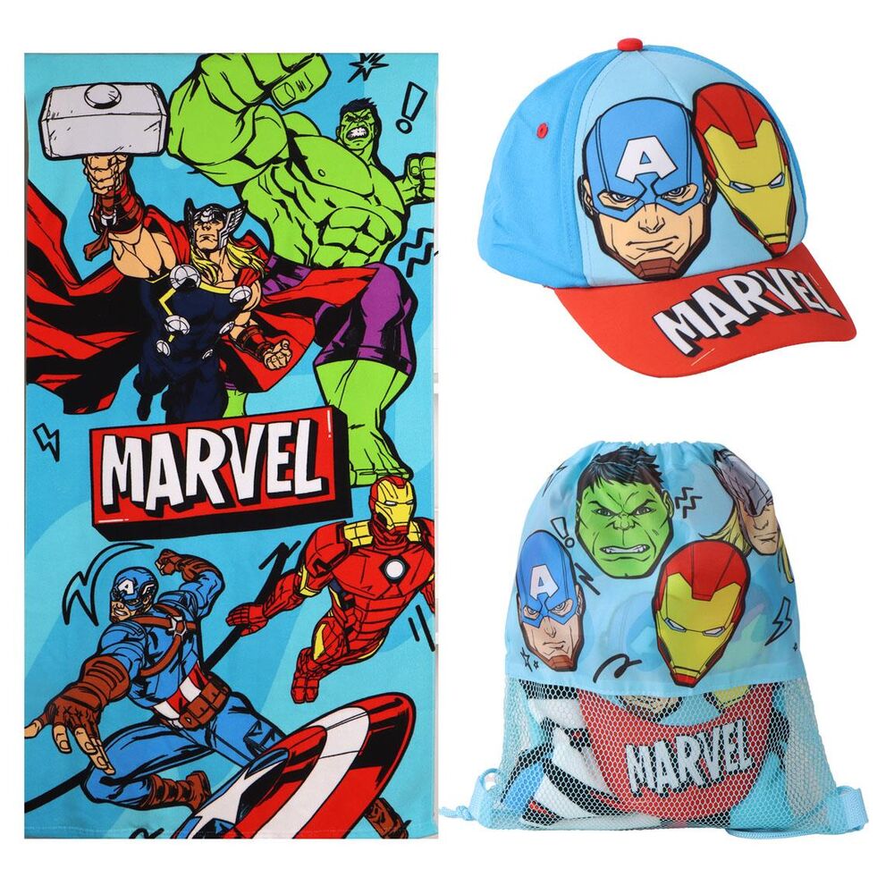 Marvel Avengers Handduk + Väska + Kapsylsats