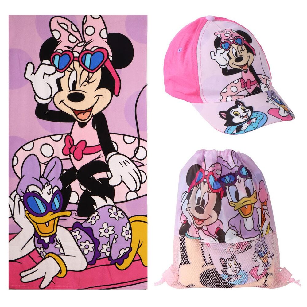 Disney Minnie Handduk + Väska + Keps Set