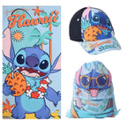 Disney Stitch Handduk + Väska + Kapsats Set