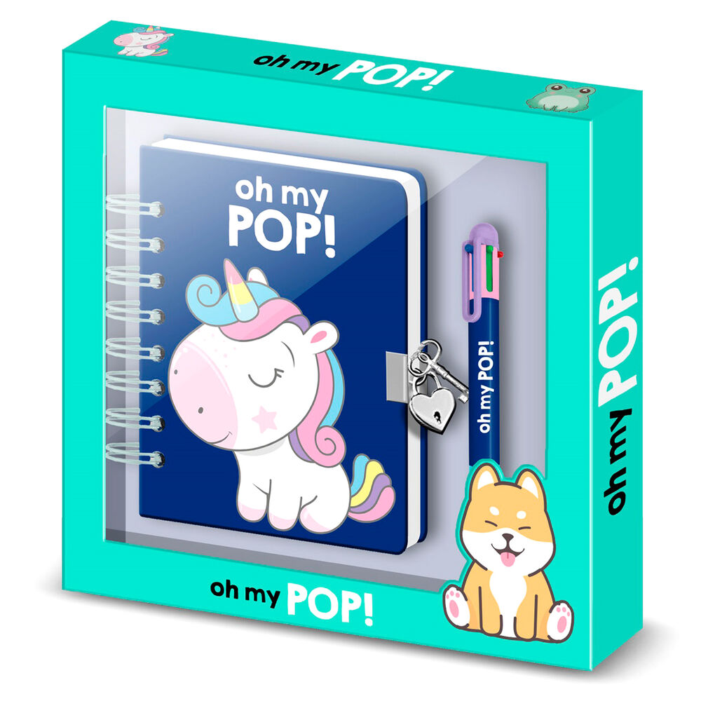 Oh My Pop! Sweety Diary + Pen - Spiralbundet Dagbok med Färgglad Penna