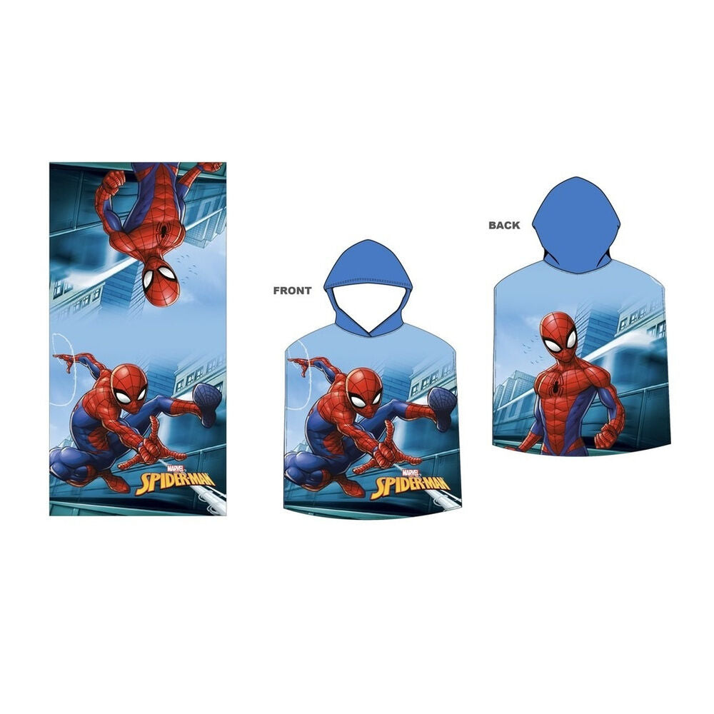 Marvel Spiderman mikrofiber ponchohandduk