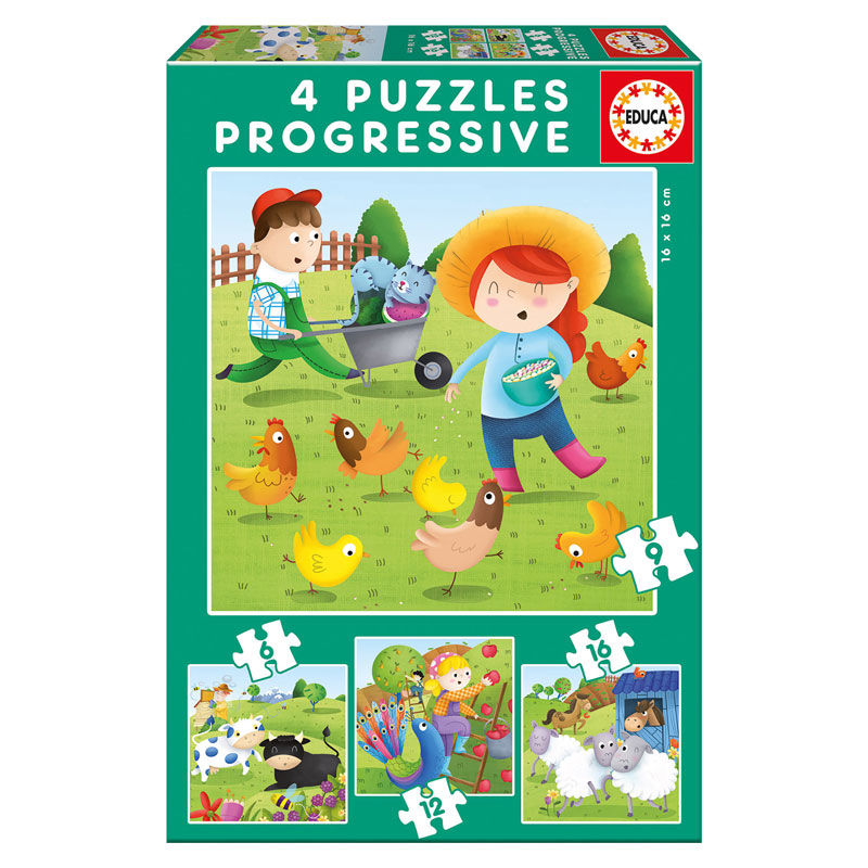Farmdjur Progressiv Pussel 6-9-12-16 Bitars